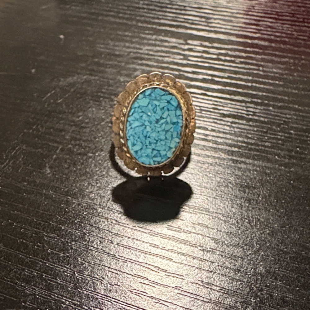 Vintage silver ring turquoise stone women’s size 8